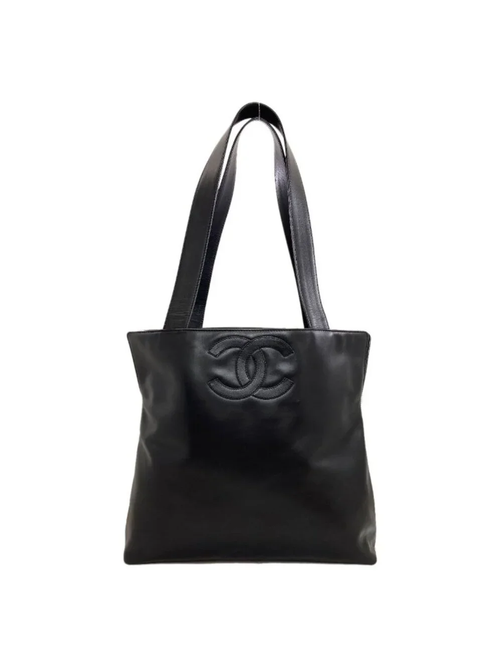 Chanel CC Logo Tote Bag Lambskin